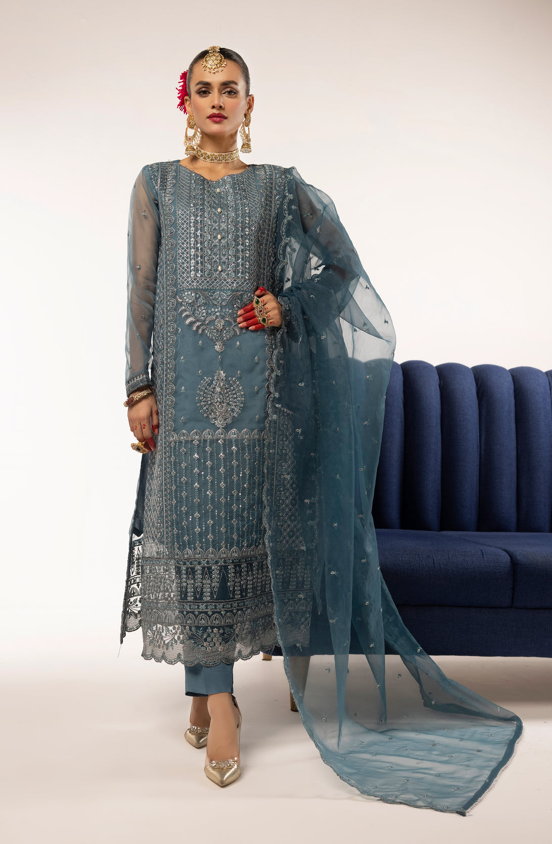 3pc Embroidered Dress by Hemlime A04