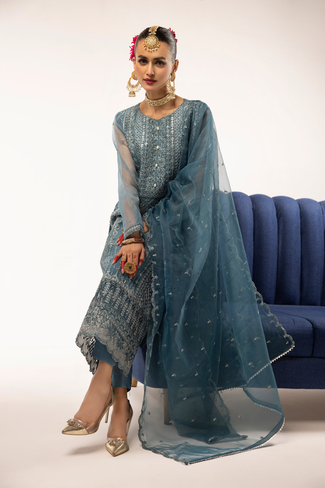 3pc Embroidered Dress by Hemlime A04