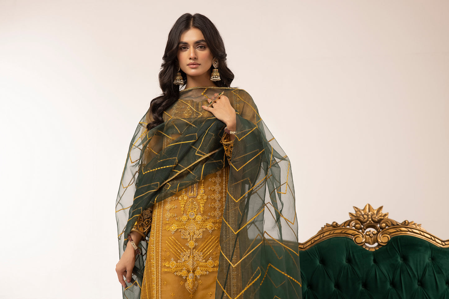 3pc Embroidered Dress by Hemlime A01