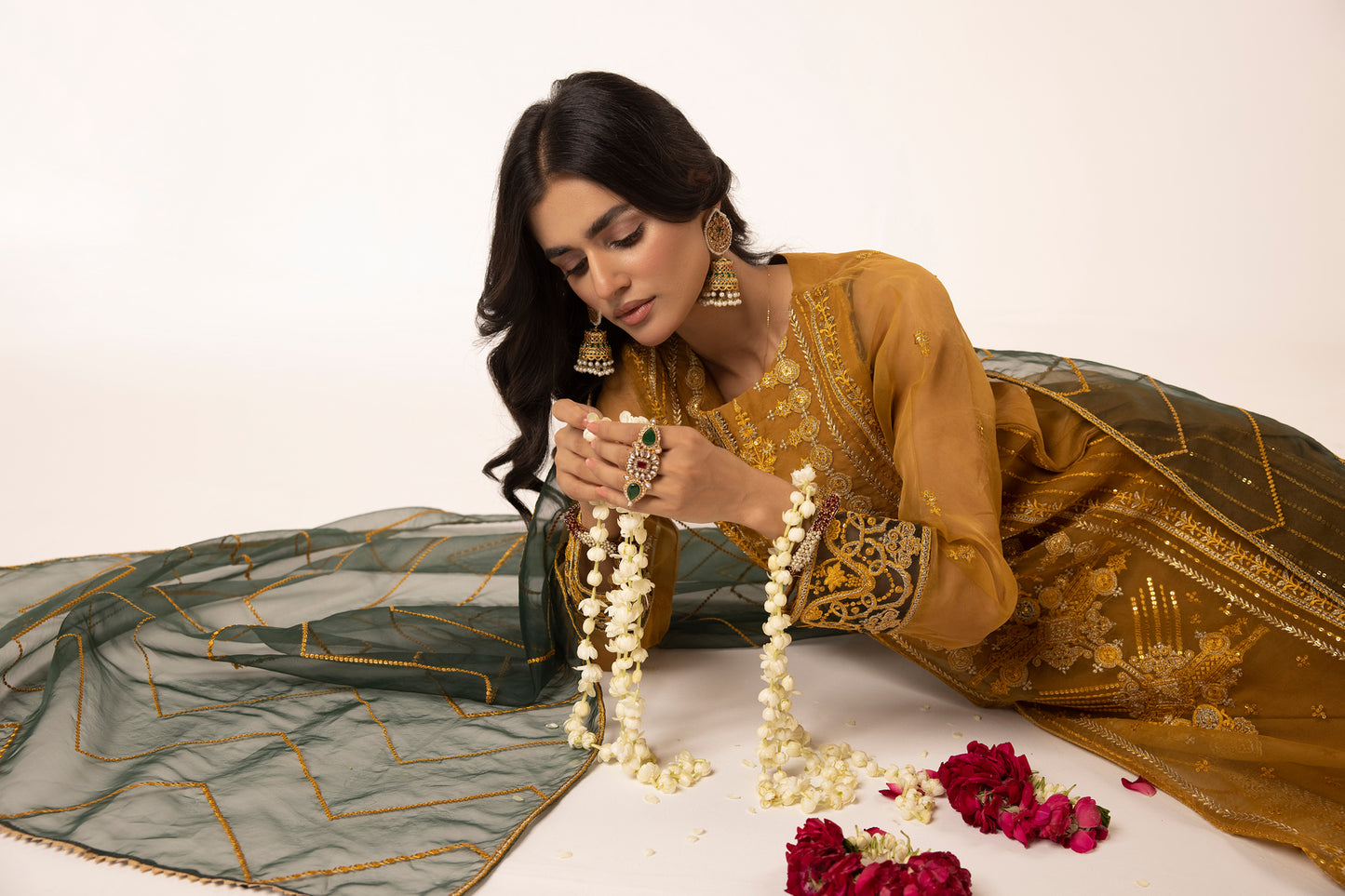 3pc Embroidered Dress by Hemlime A01