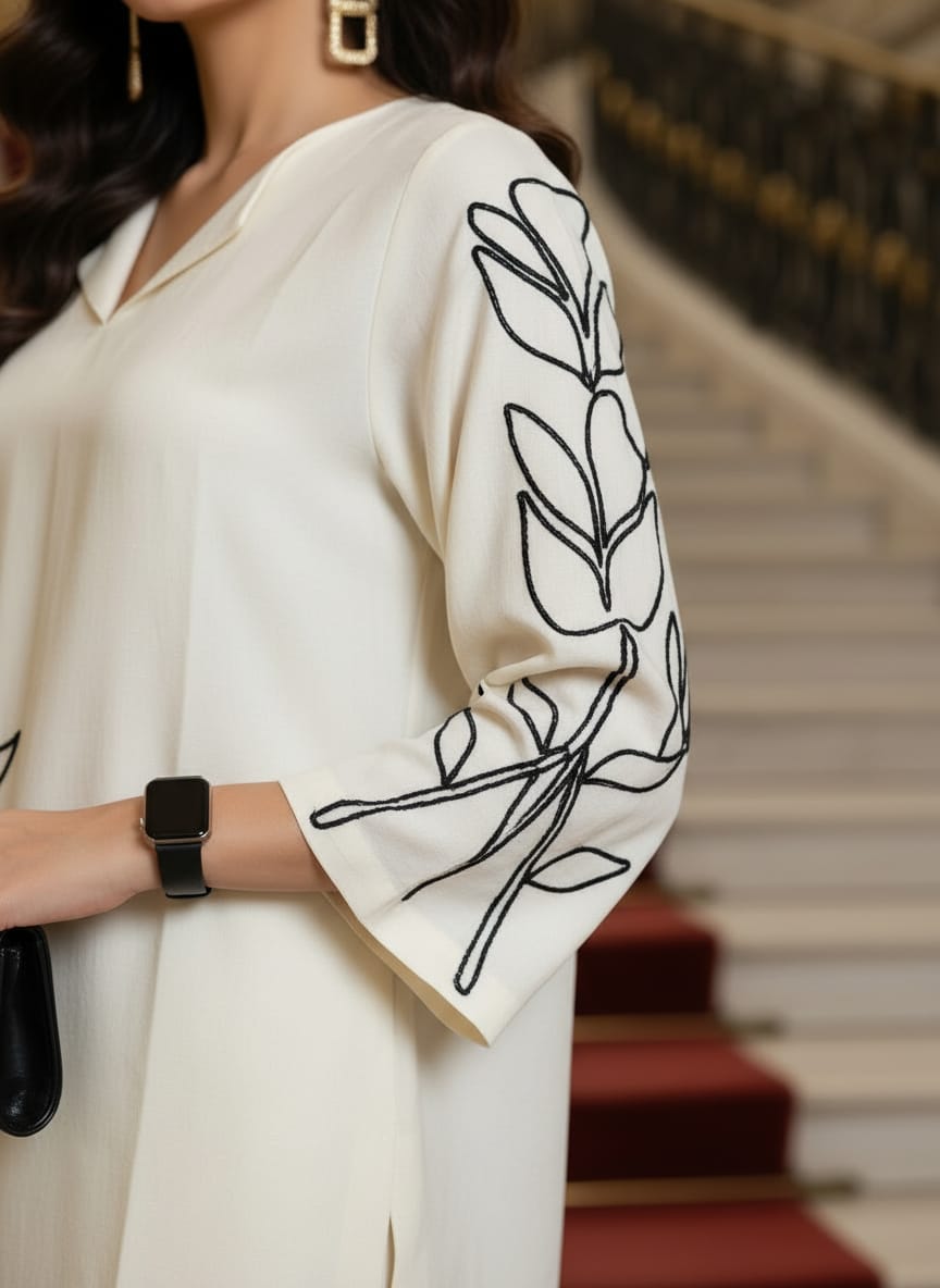 Zaiwa Linen Embroidered 2pc Winter Casual Co-Ord Set ZWL16