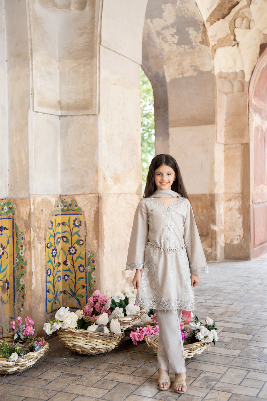 Sakeena Hasan Cotton Jacquard Girls Dress 01