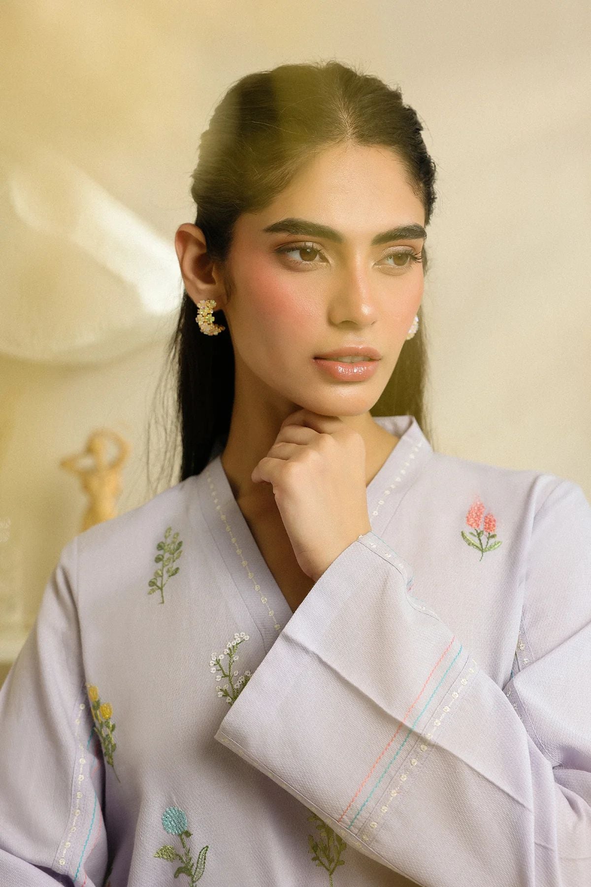 Lilac Floral Motif Self Jacquard 2pc Winter Set – Sahar SWC4