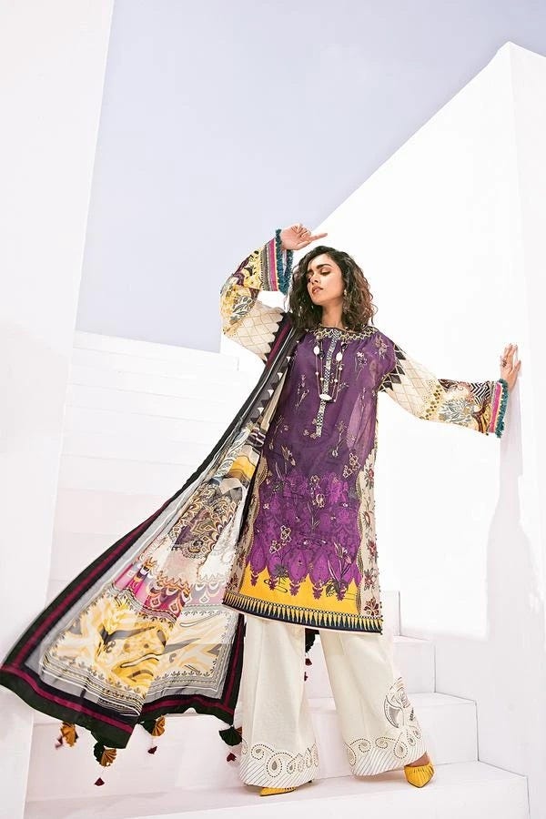 Baroque Ready to Wear Fuchsia Lawn Dress 01