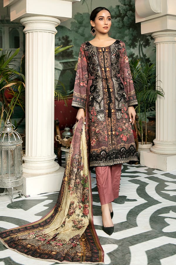 Ready to Wear Embroidered Lawn Collection by Mona 01