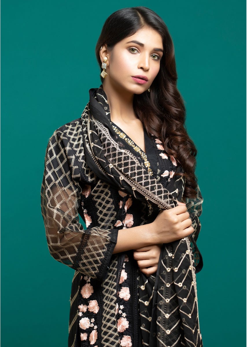 Semi Formal Organza Embroidered Dress by Simrans 02