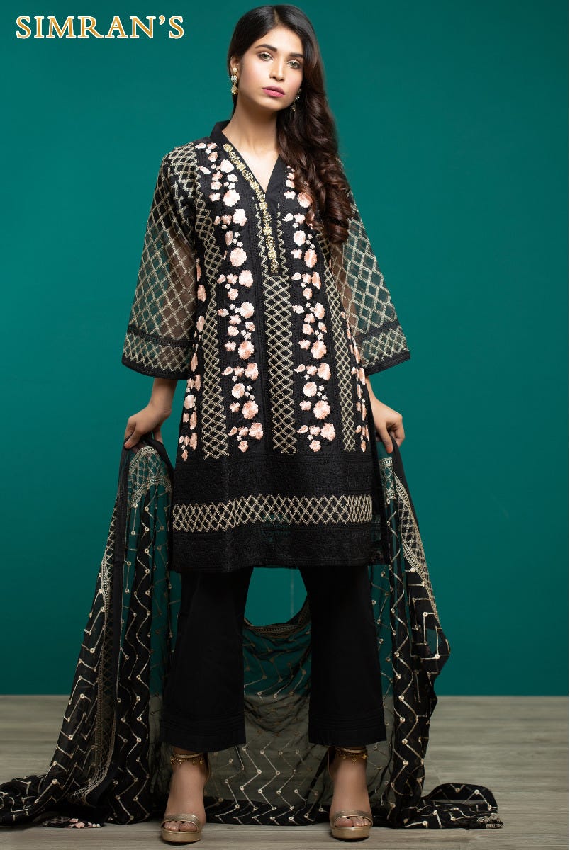 Semi Formal Organza Embroidered Dress by Simrans 02