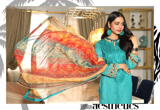 Embroidered Lawn Collection with Chiffon dopatta by Simrans 08