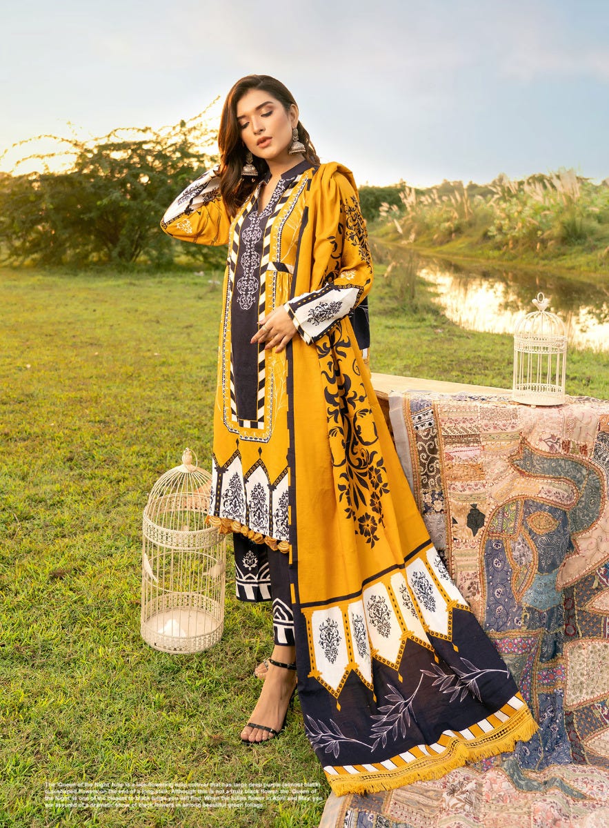 Winter Ready to Wear Digital Linen Dress by Noorma Kaamal 02