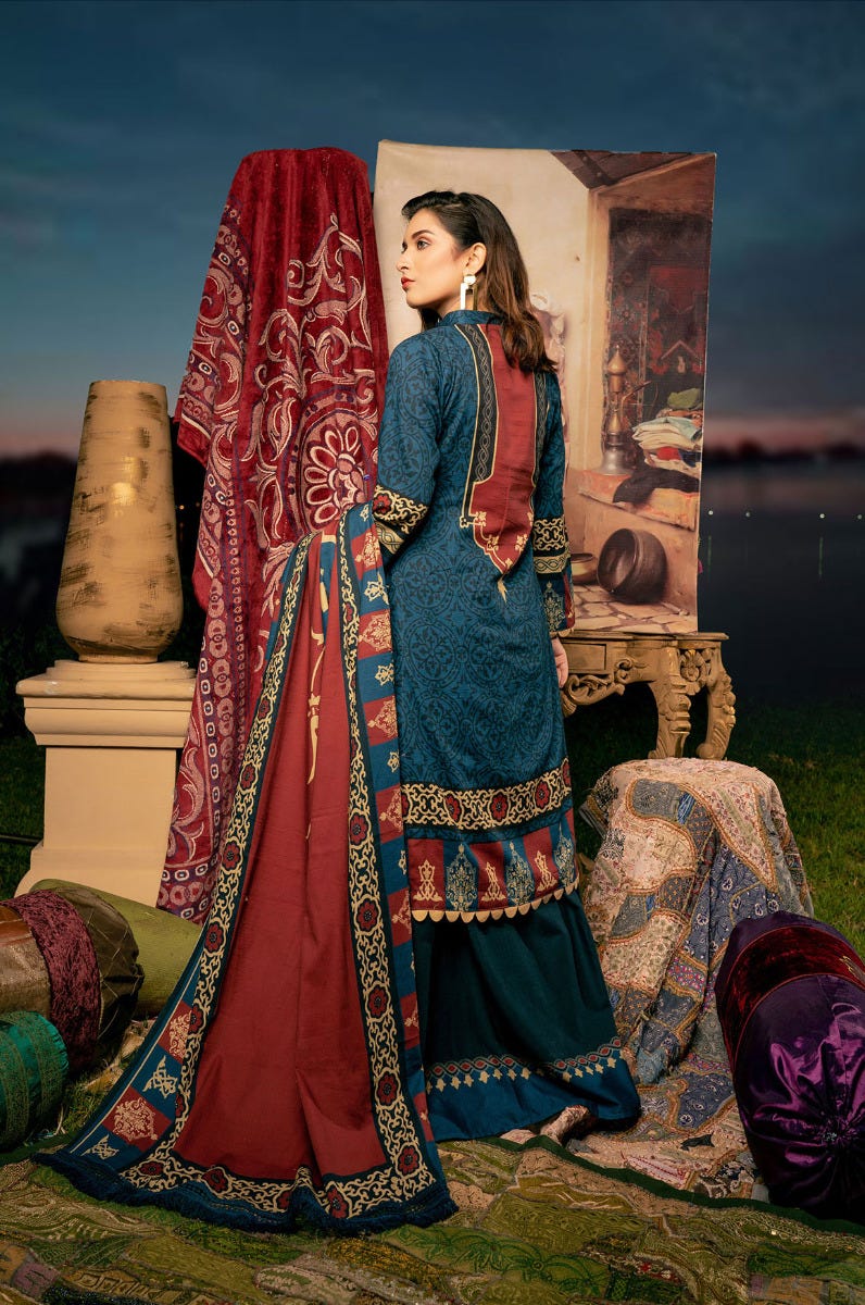 Winter Ready to Wear Digital Linen Dress by Noorma Kaamal 09