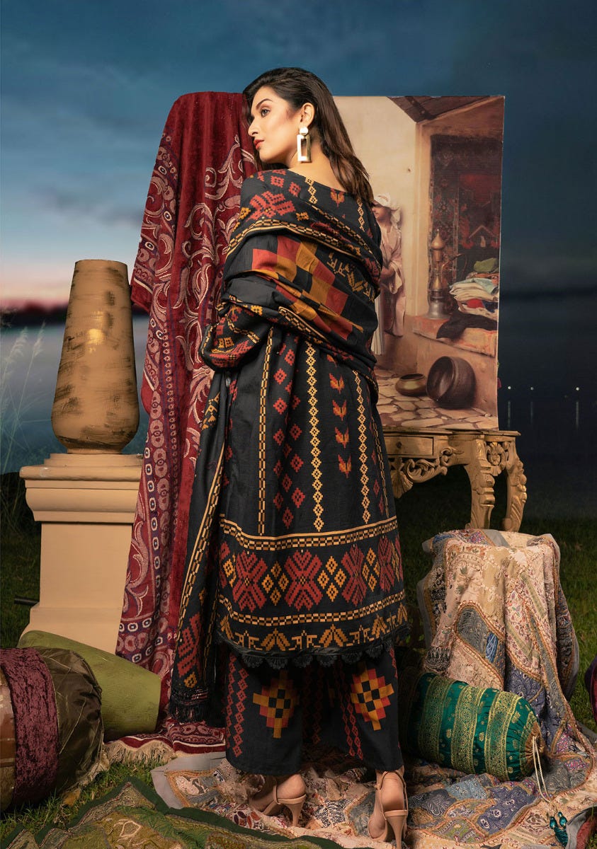 Winter Ready to Wear Digital Linen Dress by Noorma Kaamal 10