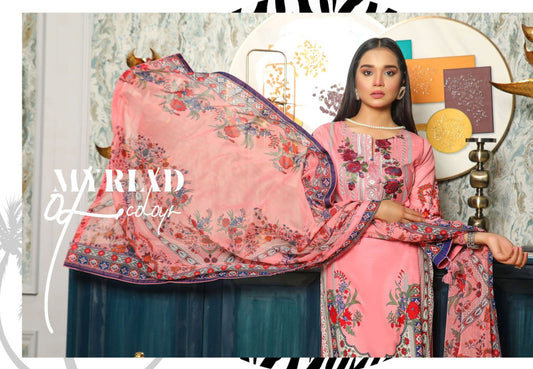 Embroidered Lawn Collection with Chiffon dopatta by Simrans 01