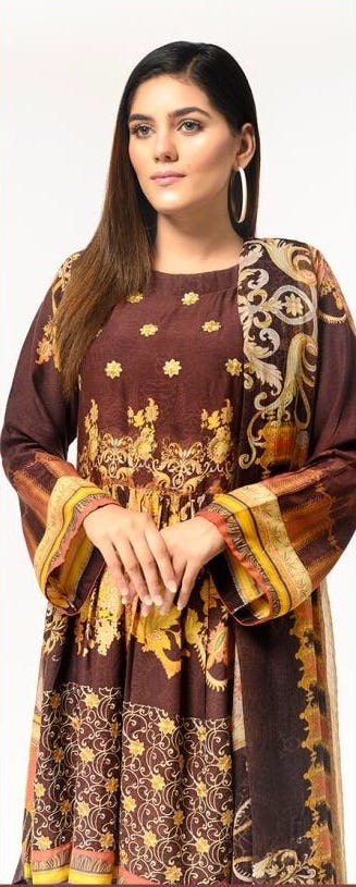 Ready to Wear Linen Embroidered Dress by Zaiwa 03