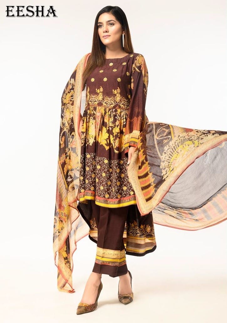Ready to Wear Linen Embroidered Dress by Zaiwa 03