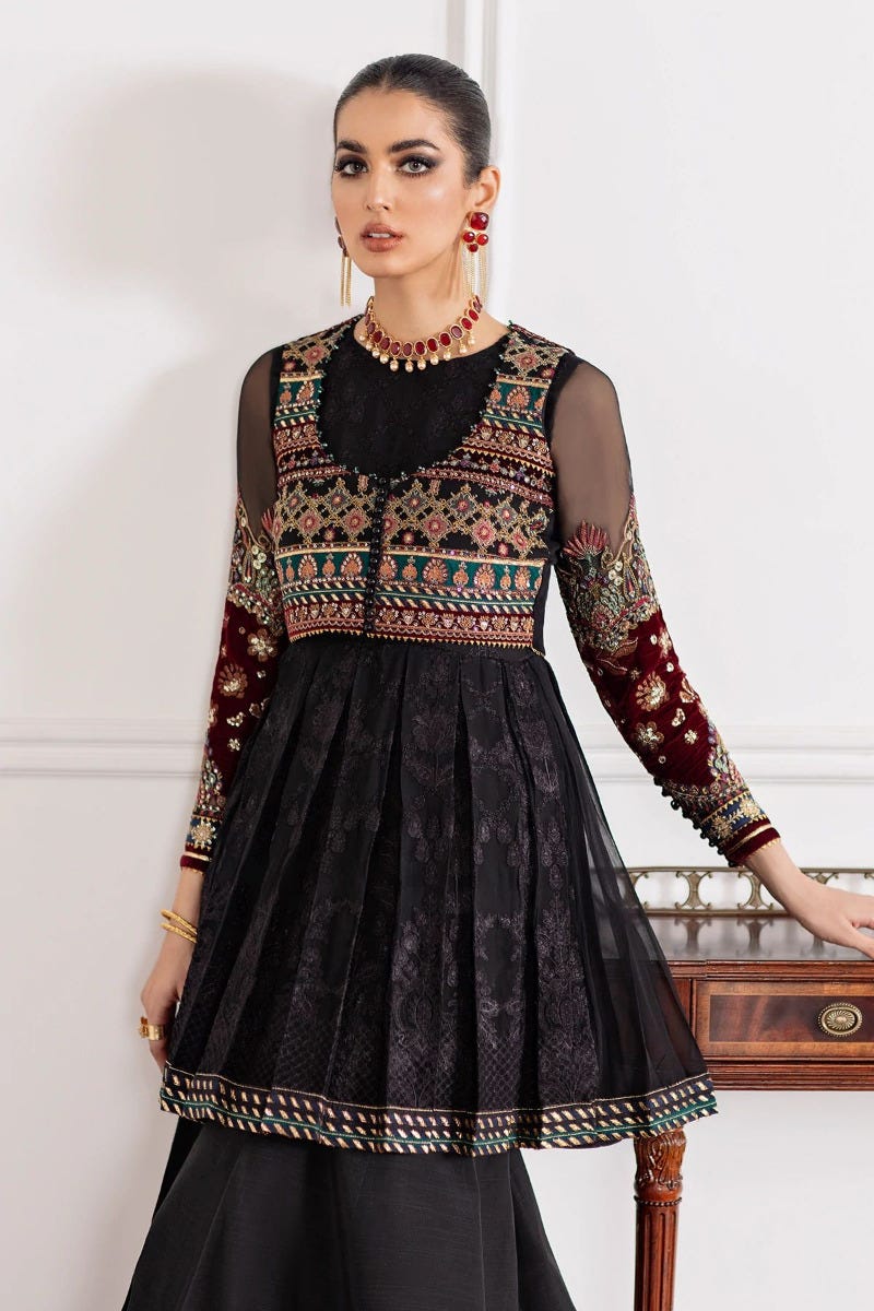 BAROQUE Chantelle Luxury Embroidered Chiffon Peplum 04
