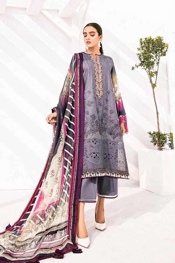 Baroque Ready to Wear Fuchsia Lawn Dress 06