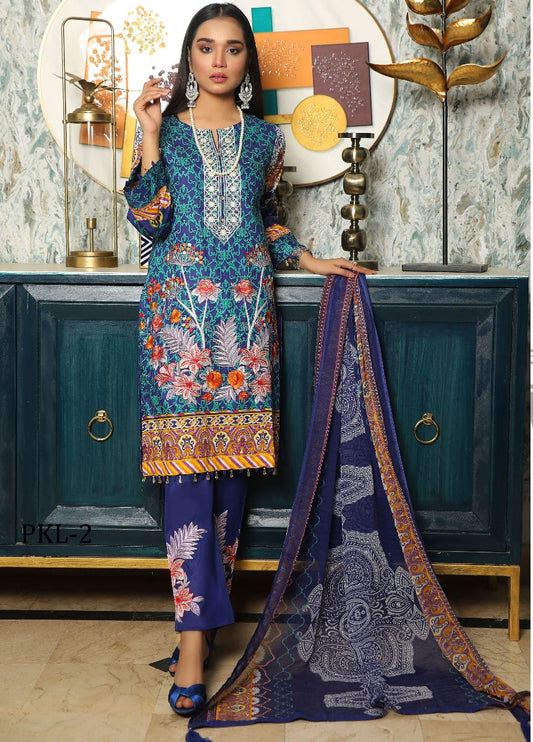 Embroidered Lawn Collection with Chiffon dopatta by Simrans 02
