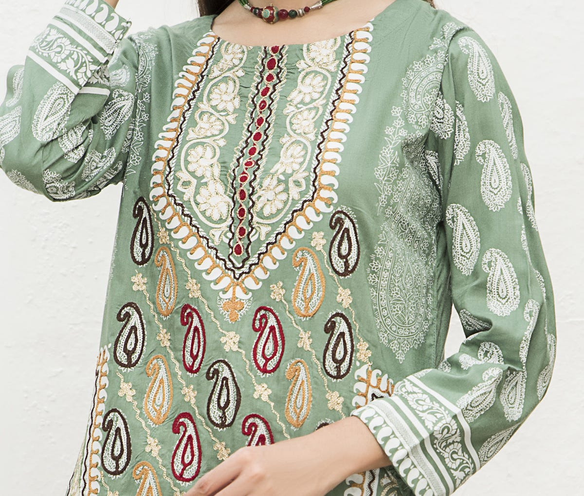 Winter 2 Pcs Linen Embroidered Dress by Hemline 08