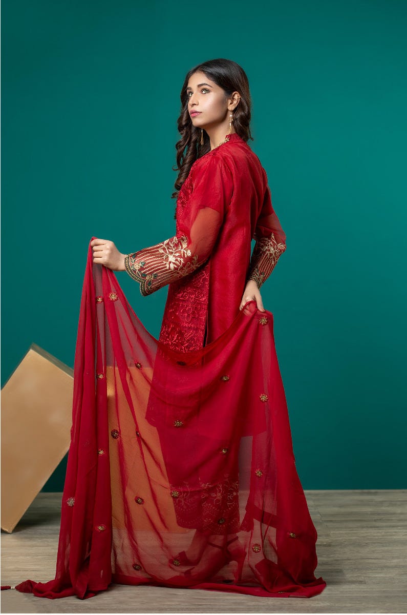 Semi Formal Organza Embroidered Dress by Simrans 01