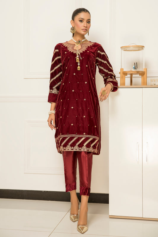 Velvet Embroidered Ready to Wear 2 Pcs Dress by Aabpara 08