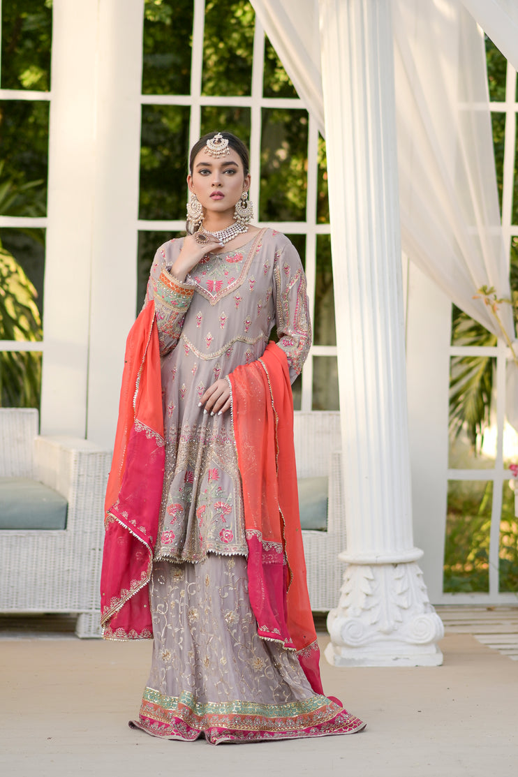 3pc Embroidered Chiffon lahenga Dress 08