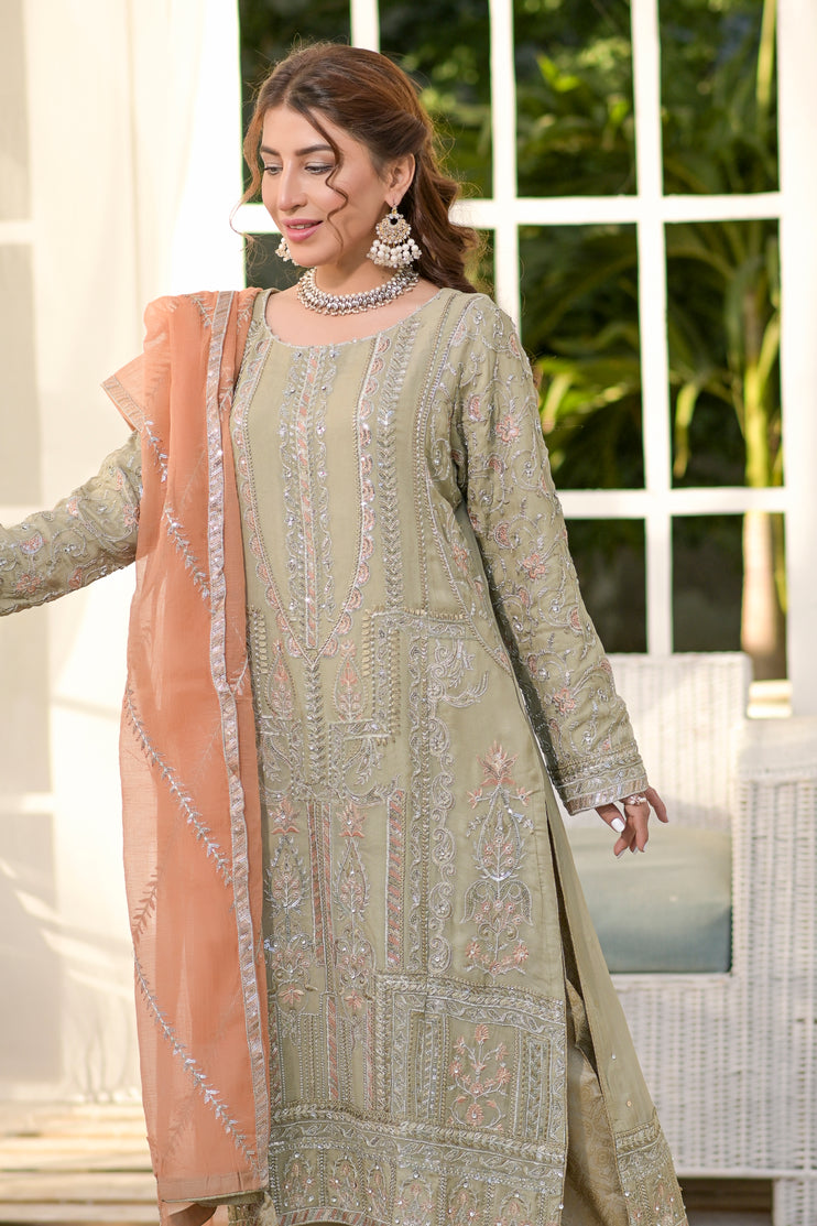 3pc Embroidered Chiffon Dress 05