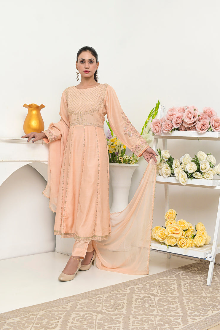 3pc Viscose Embroidered Dress 03