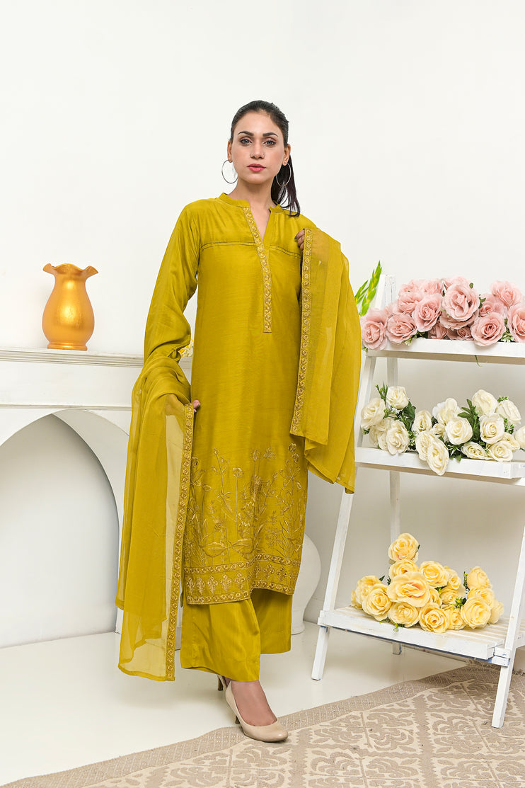 3pc Viscose Embroidered Dress 05