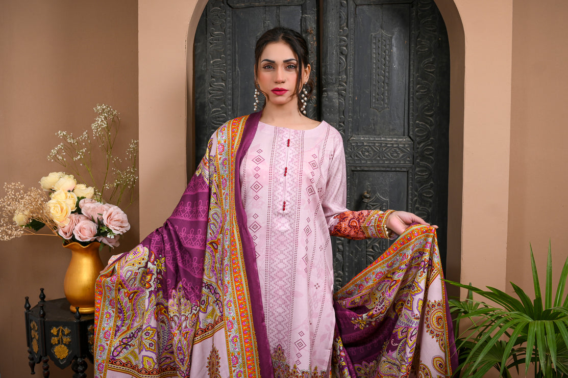 3pc Linen Printed Dress 05