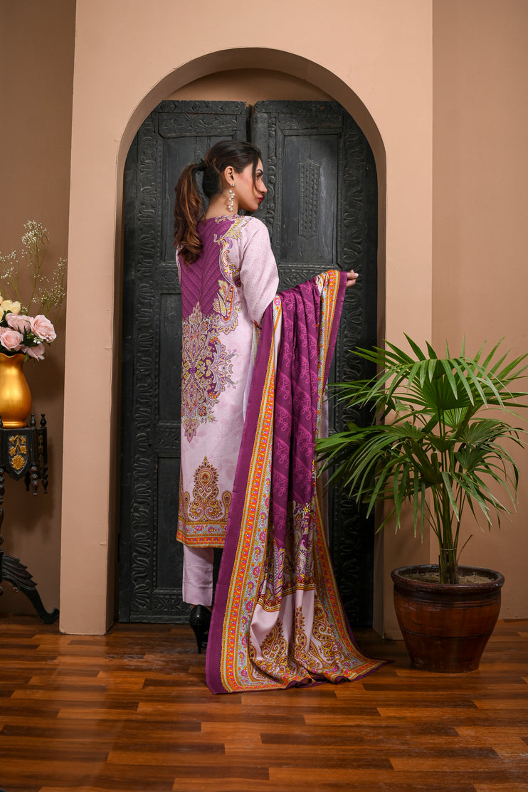 3pc Linen Printed Dress 05