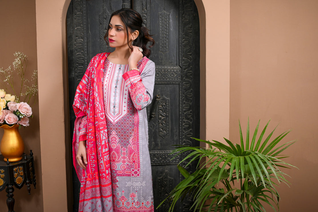 3pc Linen Printed Dress 10