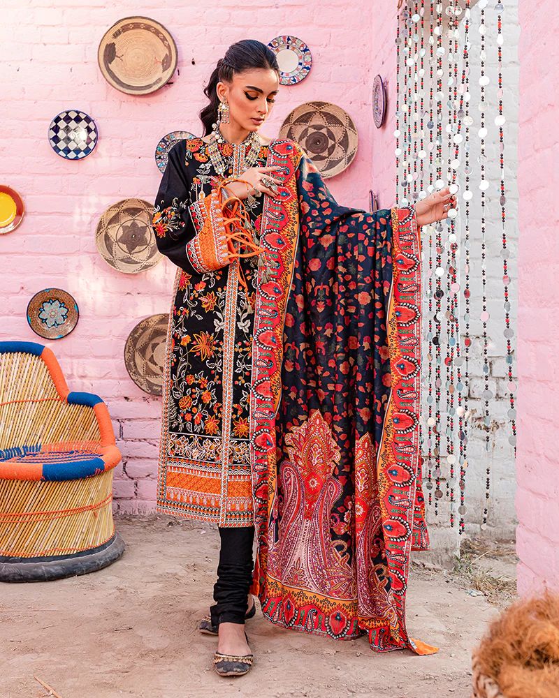 3pc Ready to Wear Khaddar Pashmina Shawl Dress 07