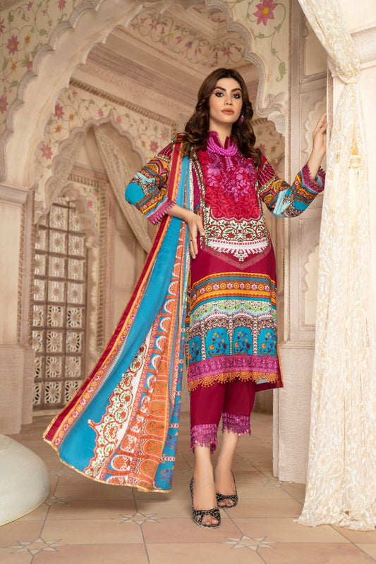 Wool Shawl with Khadar Embroidered Dress by Aabpara 05