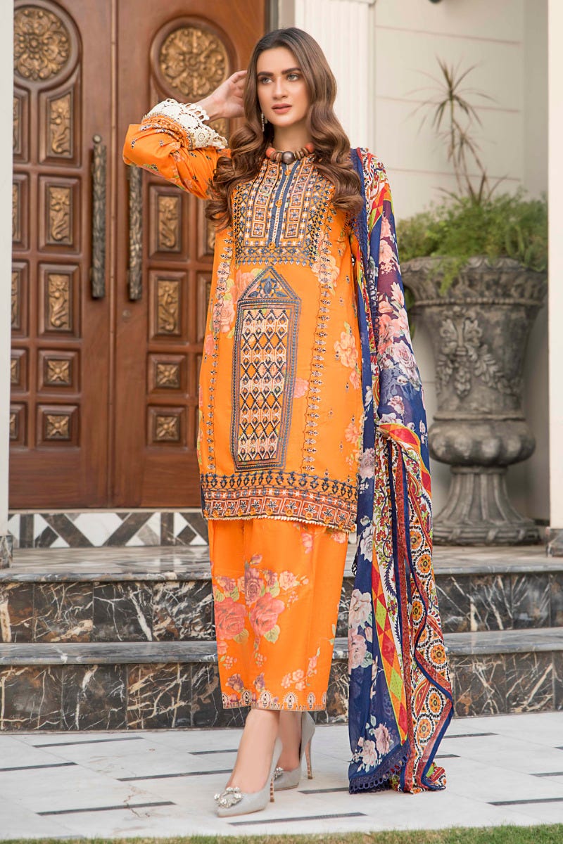 Ready to Wear 3 Pcs Lawn Embroidered Dress by Aabpara 06