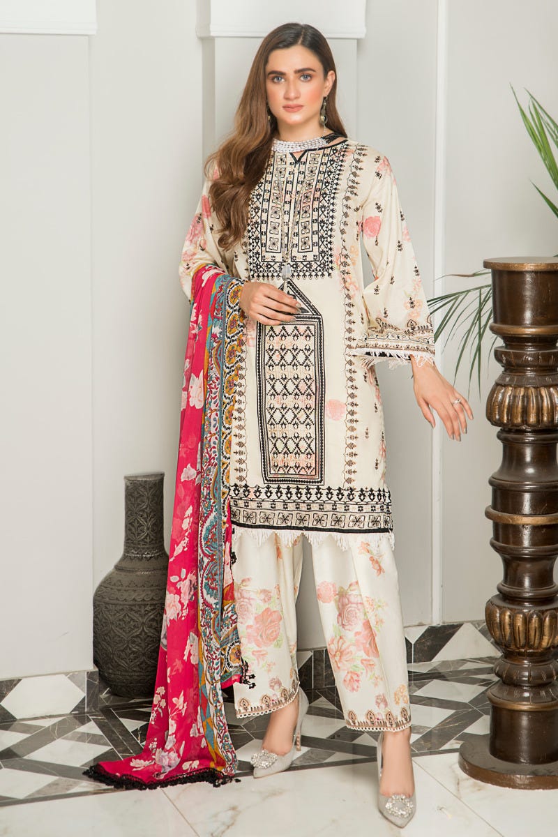 Ready to Wear 3 Pcs Lawn Embroidered Dress by Aabpara 01