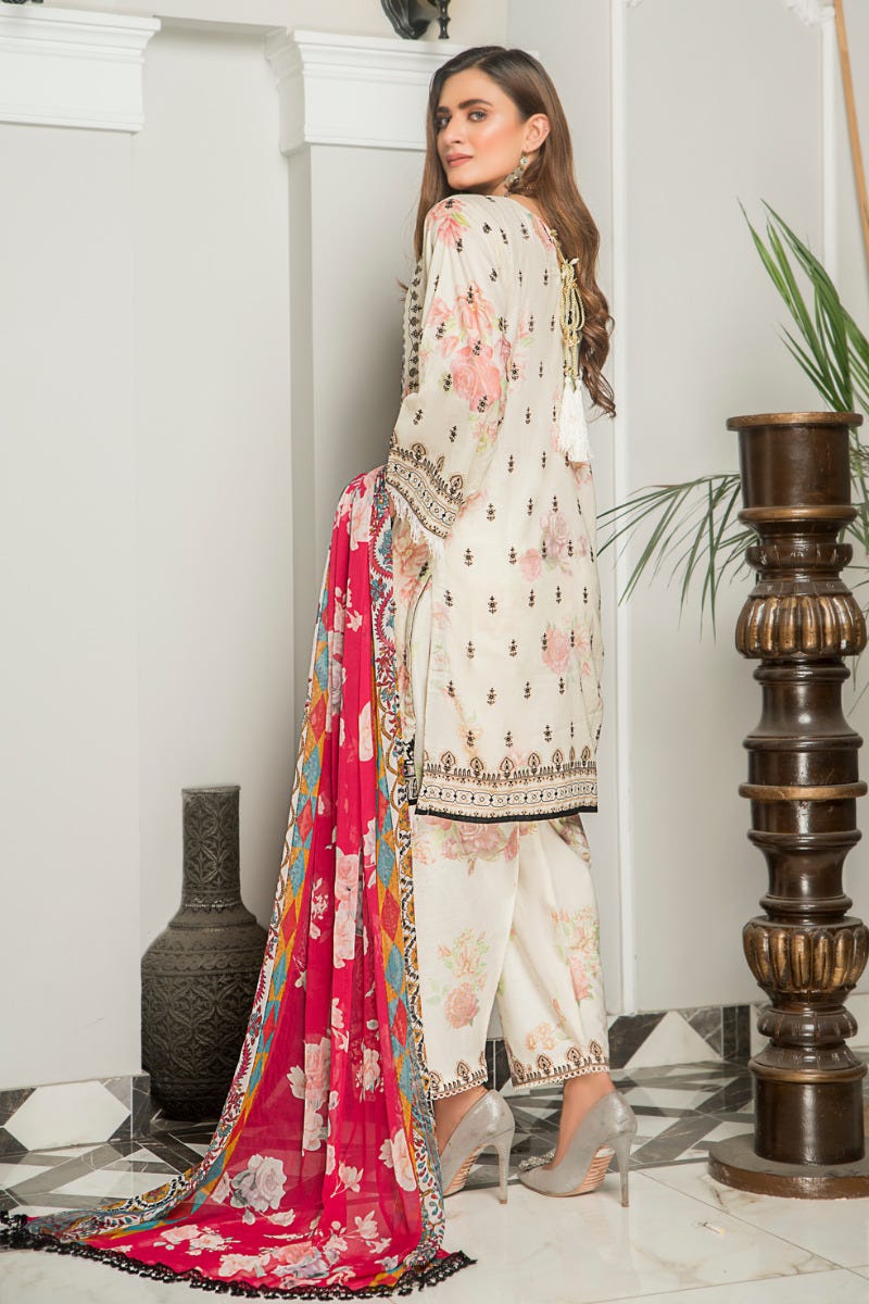 Ready to Wear 3 Pcs Lawn Embroidered Dress by Aabpara 01