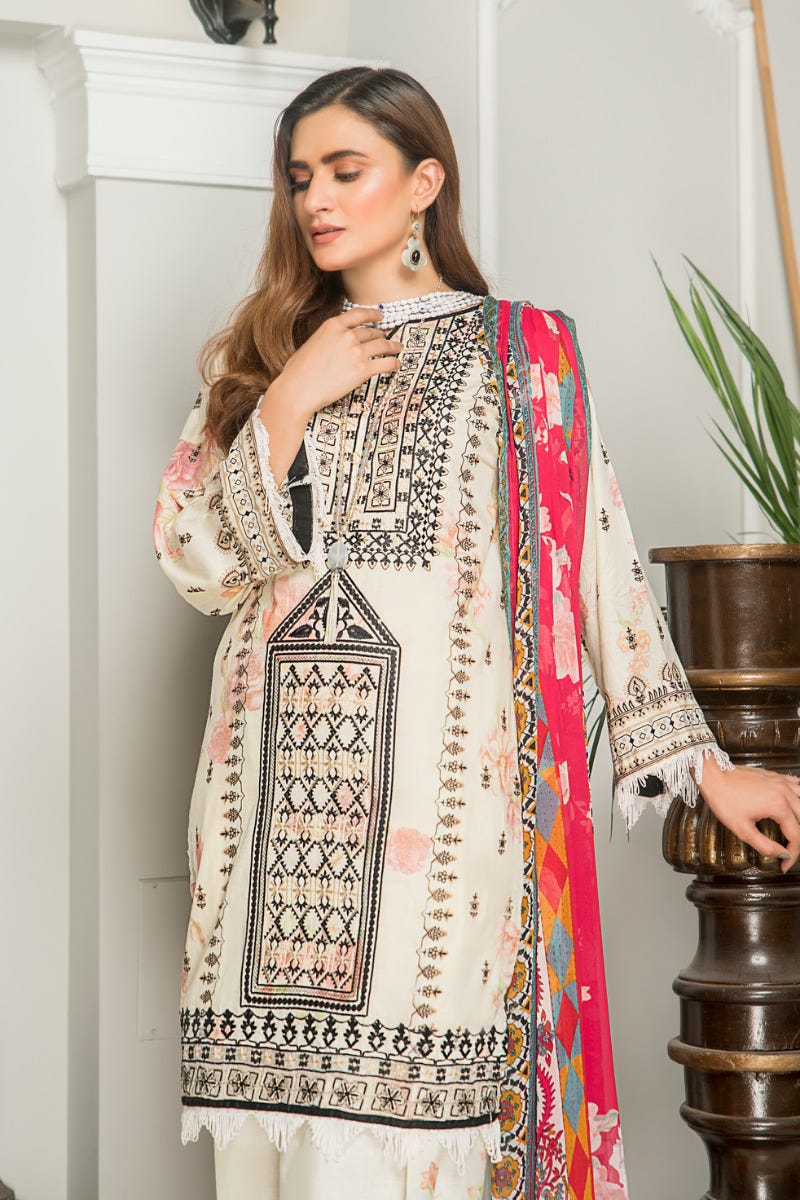 Ready to Wear 3 Pcs Lawn Embroidered Dress by Aabpara 01