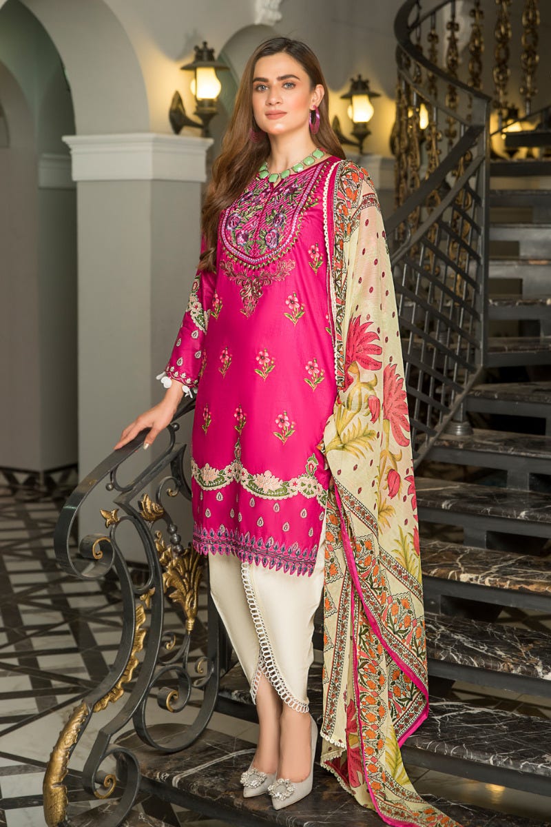 Ready to Wear 3 Pcs Lawn Embroidered Dress by Aabpara 07