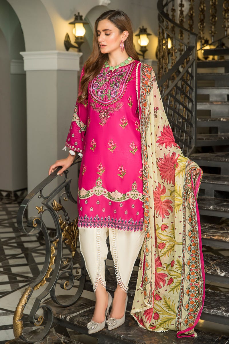 Ready to Wear 3 Pcs Lawn Embroidered Dress by Aabpara 07