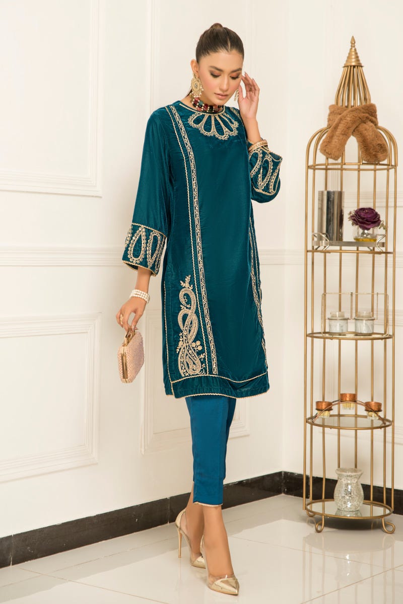 Velvet Embroidered Ready to Wear 2 Pcs Dress by Aabpara 10