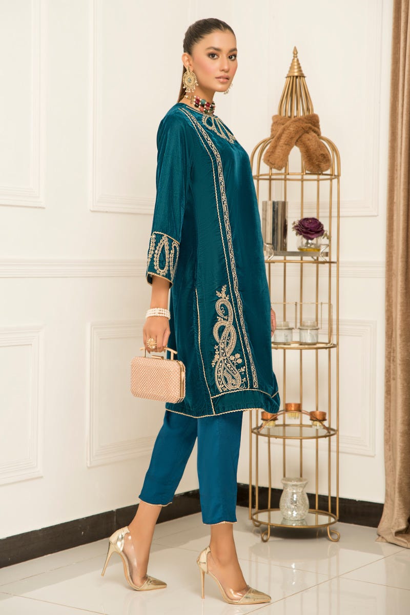 Velvet Embroidered Ready to Wear 2 Pcs Dress by Aabpara 10