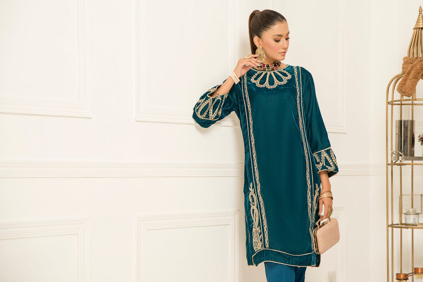 Velvet Embroidered Ready to Wear 2 Pcs Dress by Aabpara 10