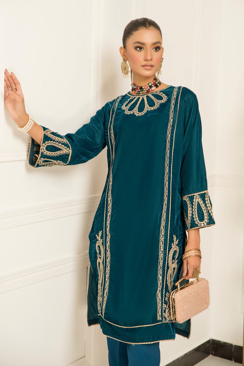 Velvet Embroidered Ready to Wear 2 Pcs Dress by Aabpara 10