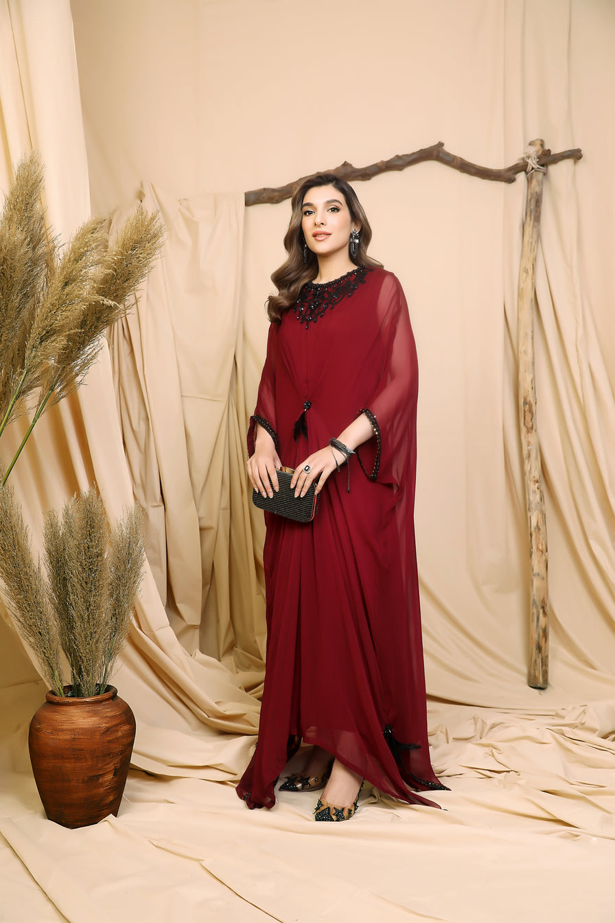 chiffon caftan dress Coral Pink Chiffon and Gold Foil Kaftan