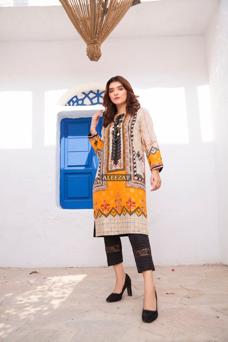 Ready to Wear 2 Pcs Dress with Handwork Details by Aleezay 04