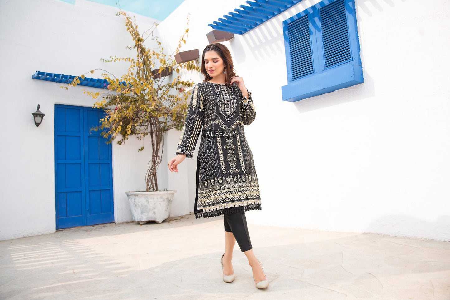 Ready to Wear 2 Pcs Dress with Handwork Details by Aleezay 12