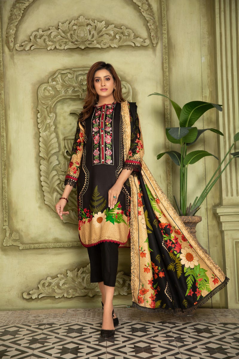 Winter Ready to Wear 3 Pcs Dress by Aleezay 01