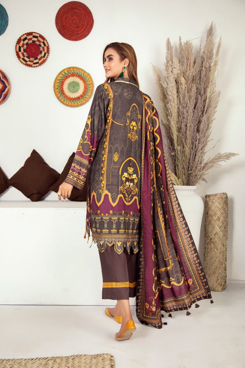 Winter Ready to Wear Embroidered Dress with Shawl by Aleezay 04
