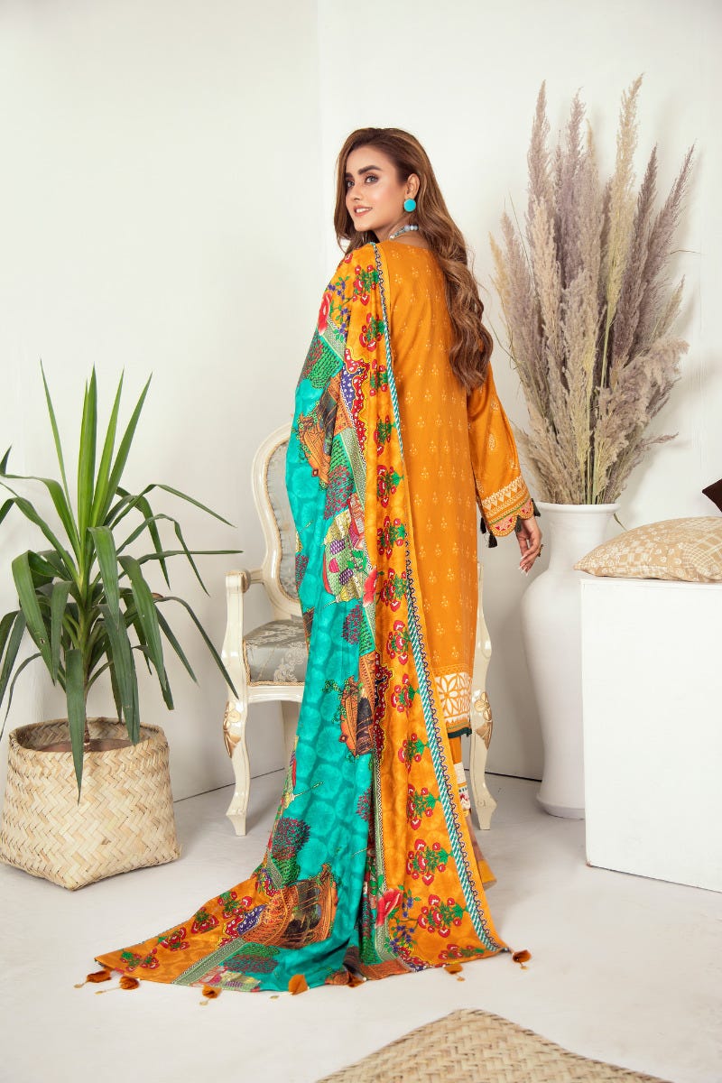 Winter Ready to Wear Embroidered Dress with Shawl by Aleezay 06