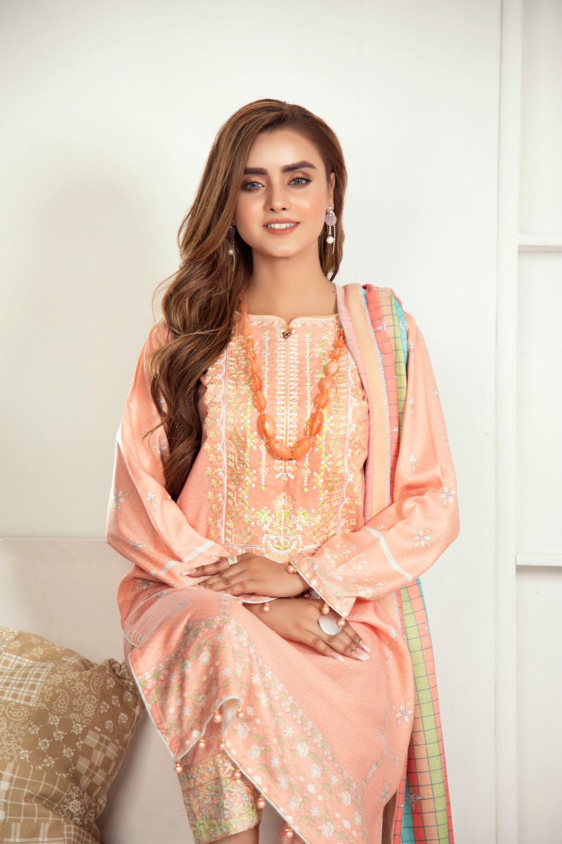 Winter Ready to Wear Embroidered Dress with Shawl by Aleezay 08